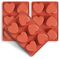homEdge Stampo in silicone a 6 cavità cuore- stampi a forma di cuore da 3 pacchi per fare sapone fatto a mano…